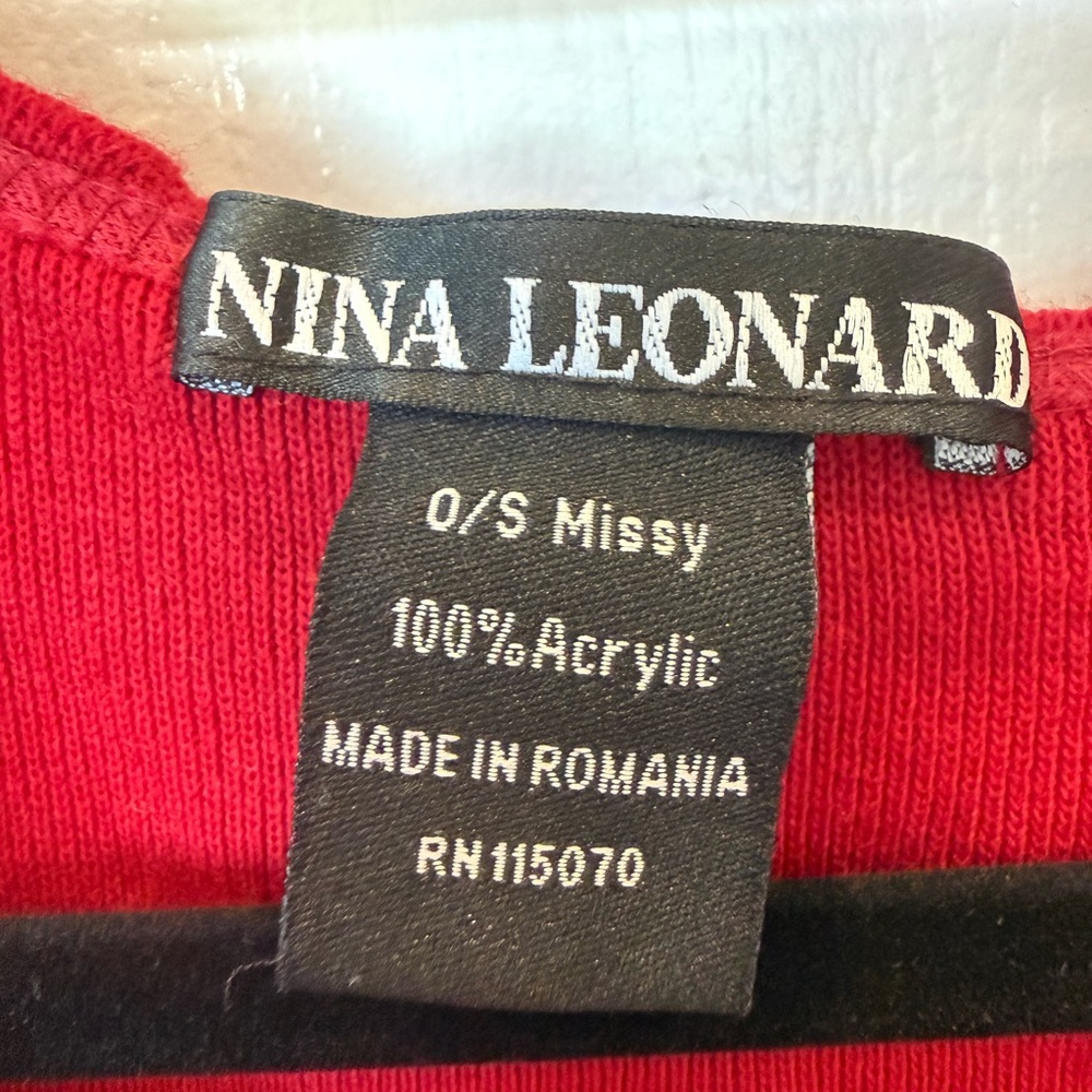 Nina Leonard Red Shawl Wrap One Size Ruffle Edge Lightweight Layering - Picture 5 of 6